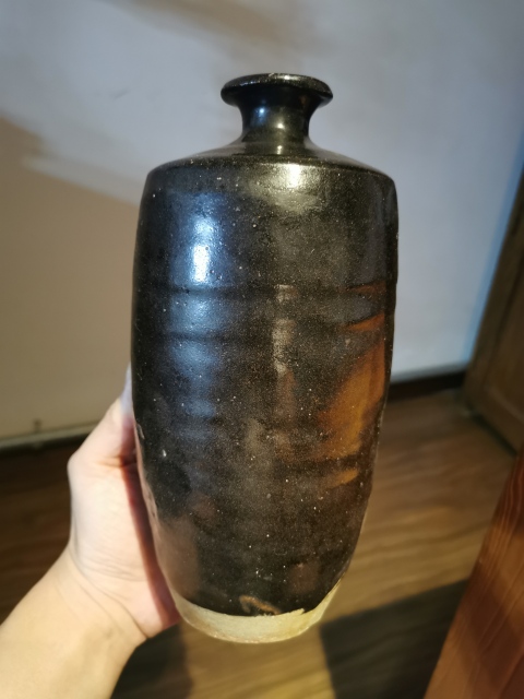 古玩陶瓷明代?黑釉梅瓶拍賣，當前價格2400元
