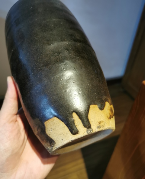 古玩陶瓷明代?黑釉梅瓶拍賣，當前價格2400元