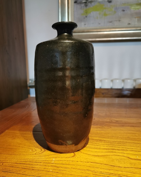 古玩陶瓷明代?黑釉梅瓶拍賣，當前價格2400元