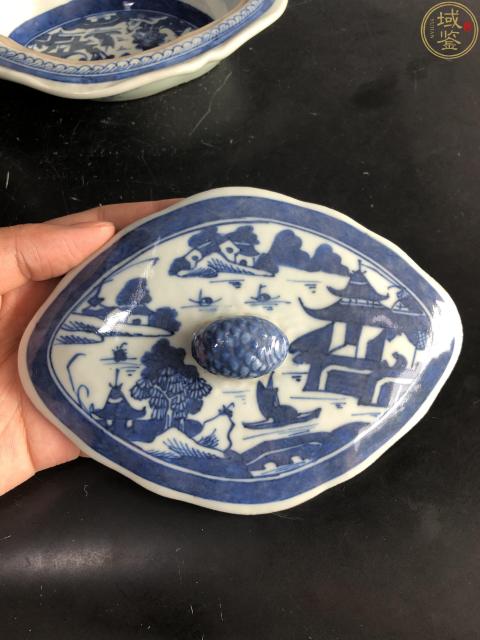 古玩陶瓷【實物鑒真】樓臺亭閣山水紋青花蓋盤拍賣,當前價格1999元
