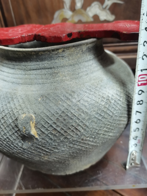 古玩陶瓷戰漢灰陶印紋雙系罐拍賣，當前價格3888元