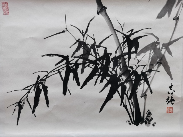 古玩字畫董壽平大弟子王志強款寫意墨竹拍賣,當前價格699元