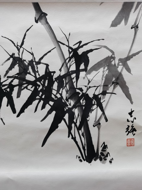 古玩字畫董壽平大弟子王志強款寫意墨竹拍賣,當前價格699元