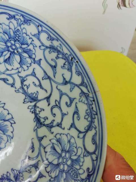古玩陶瓷清乾隆本朝款細路青花賞盤拍賣,當前價格998元
