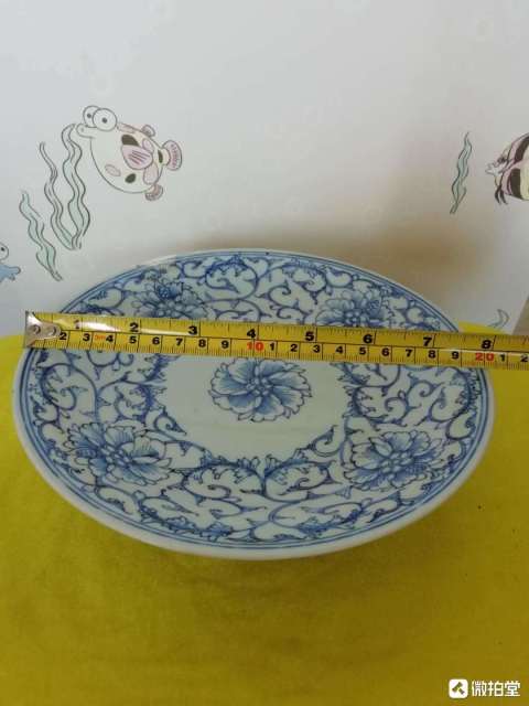 古玩陶瓷清乾隆本朝款細路青花賞盤拍賣,當前價格998元