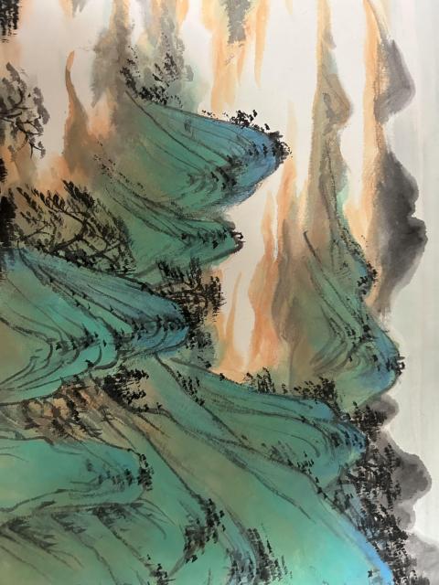 古玩字畫唐雪梅老師大紅袍原作，山水拍賣，當前價格3799元