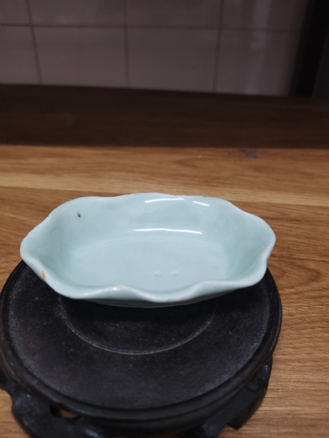 古玩陶瓷晚清民國冬青釉葵口洗拍賣，當前價格750元