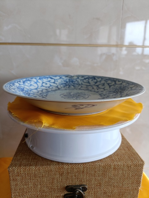 古玩陶瓷清乾隆本朝款細路青花賞盤拍賣,當前價格998元