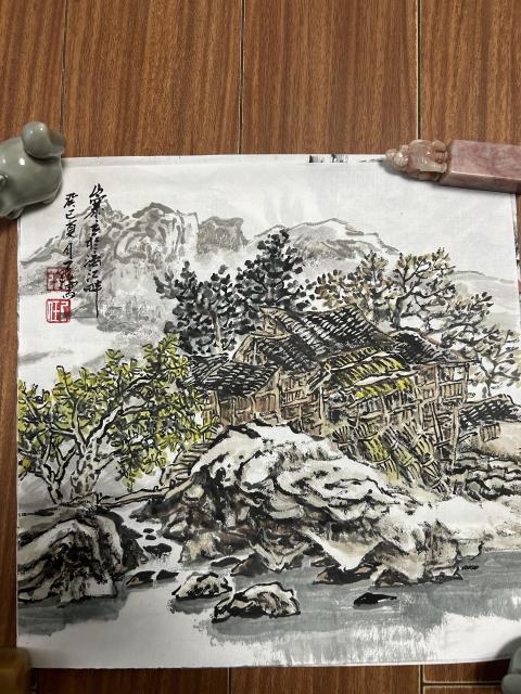 古玩字畫孔子第73代孫(孔已任老師)山寨立于漓江畔拍賣,當前價格1248元