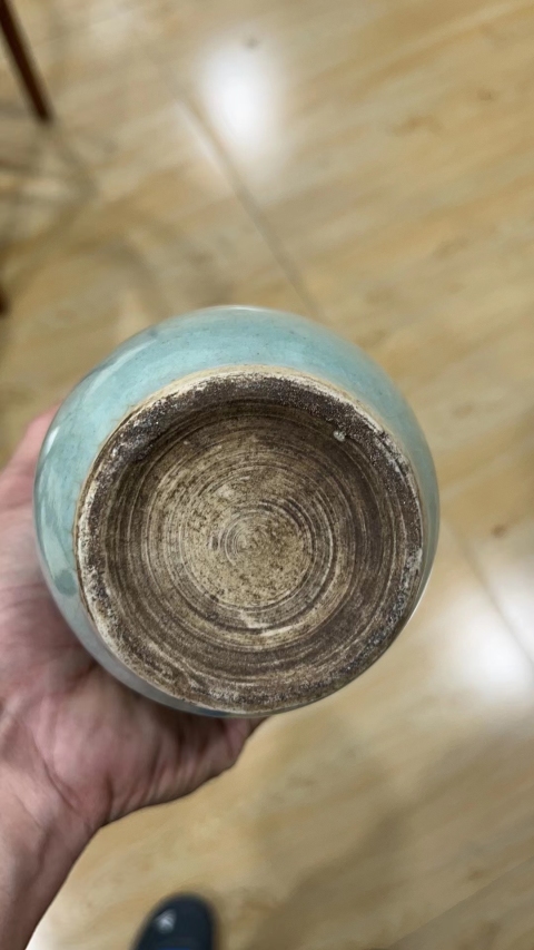 古玩陶瓷【精品·單色系·晚清】豆青釉棒槌瓶拍賣,當前價格2350元