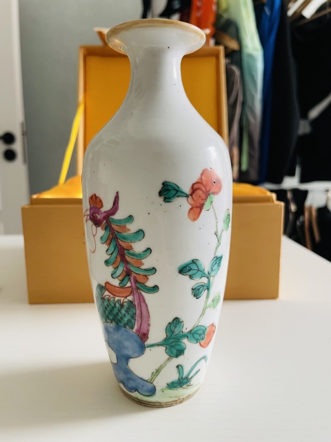 古玩陶瓷【優(yōu)品】清同治·粉彩鳳凰牡丹紋瓶拍賣，當前價格5000元