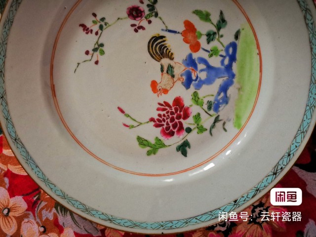 古玩陶瓷雍乾·粉彩大吉圖折沿盤真品鑒賞圖
