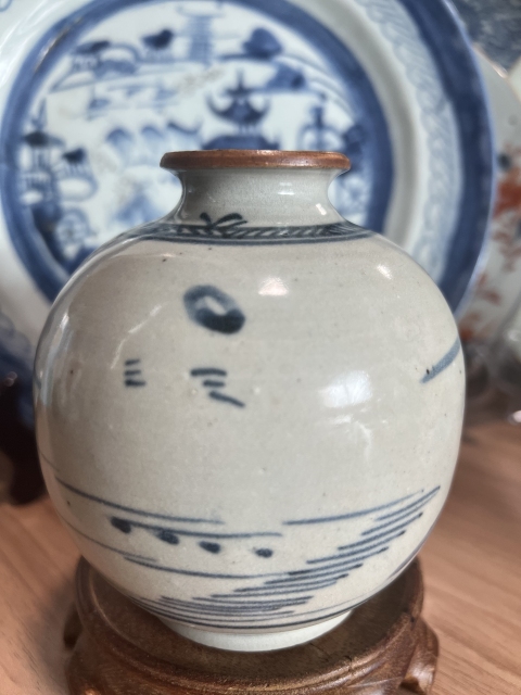 古玩陶瓷山水紋青花石榴尊拍賣，當前價格1300元