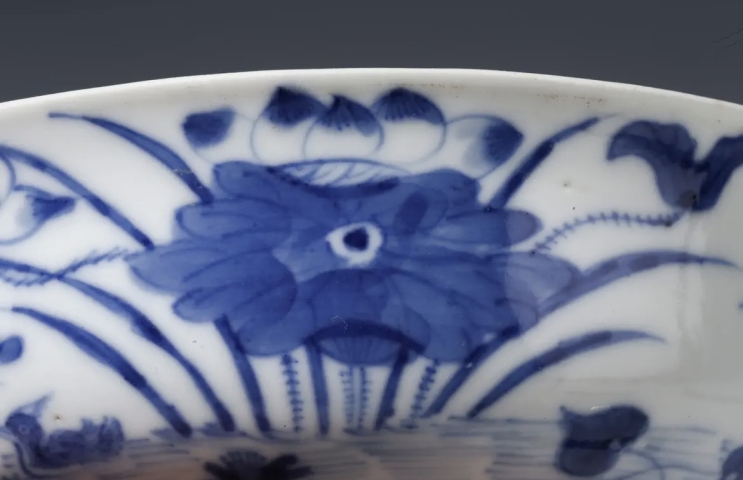 古玩陶瓷清晚蓮池游禽滿池嬌青花蓋碗拍賣，當前價格6888元