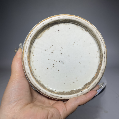 古玩陶瓷花卉紋青花雙耳盤口瓶拍賣,當前價格3680元