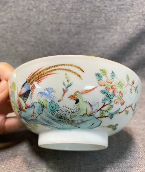 中国美術　粉彩花鳥碗 粉彩花鸟纹碗_精品馆藏_成都川菜博物馆