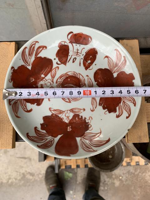古玩陶瓷清晚.礬紅福壽花卉紋盤拍賣，當(dāng)前價(jià)格1680元