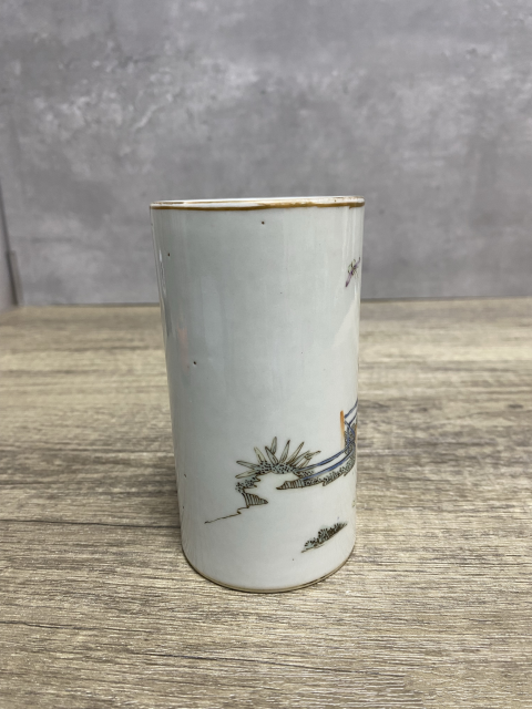 古玩陶瓷光緒仕女紋粉彩筆筒拍賣，當前價格2680元