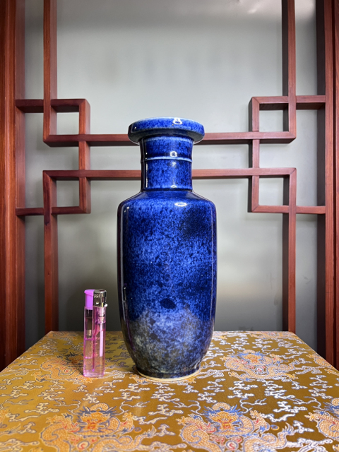 古玩陶瓷撒藍釉棒槌瓶拍賣，當前價格3980元