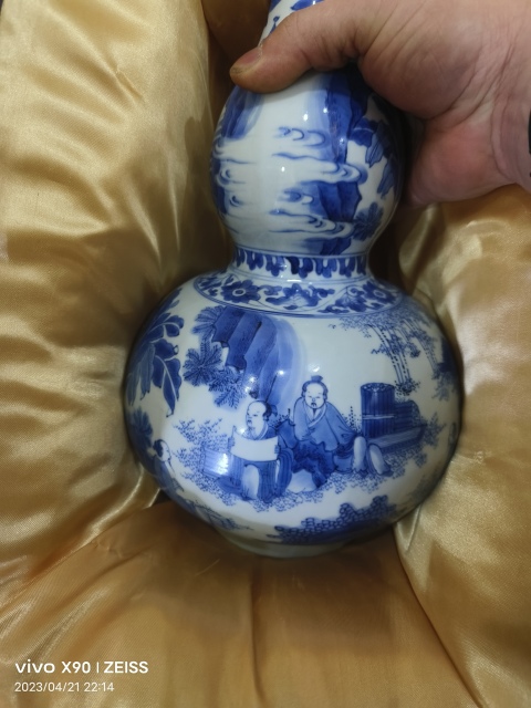 古玩陶瓷初看明崇禎青花人物故事圖葫蘆瓶拍賣(mài),當(dāng)前價(jià)格220000元