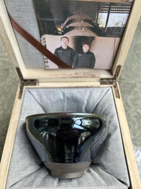 古玩陶瓷柴燒師徒龍窯黑釉盞拍賣,當前價格1788元