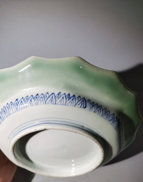 古玩陶瓷清末豆青釉青花盤拍賣，當前價格1150元