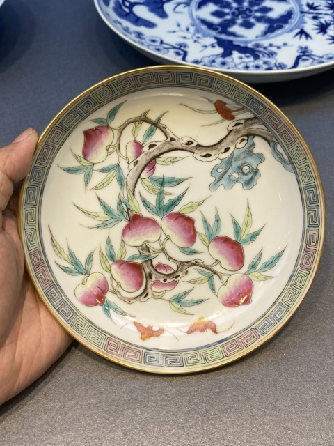 古玩陶瓷粉彩福壽紋盤一對，來源翟建民老師直播間拍賣，當前價格130000元
