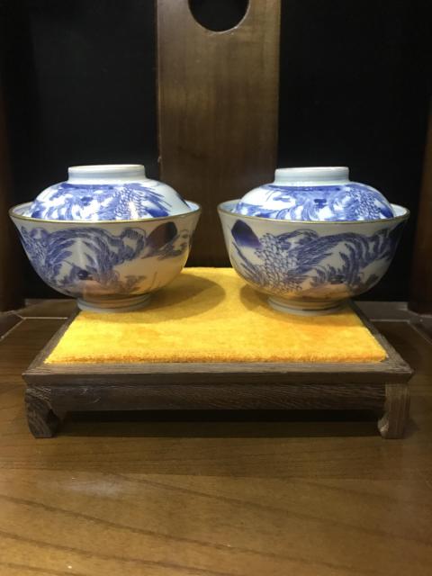 古玩陶瓷(新年放漏中)晚清-山水風景-青花蓋碗一對拍賣,當前價格774元