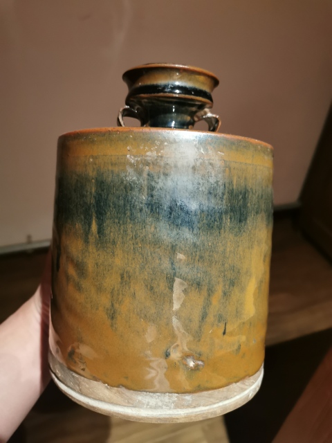 古玩陶瓷清初?窯變釉雙系瓶拍賣，當前價格999元