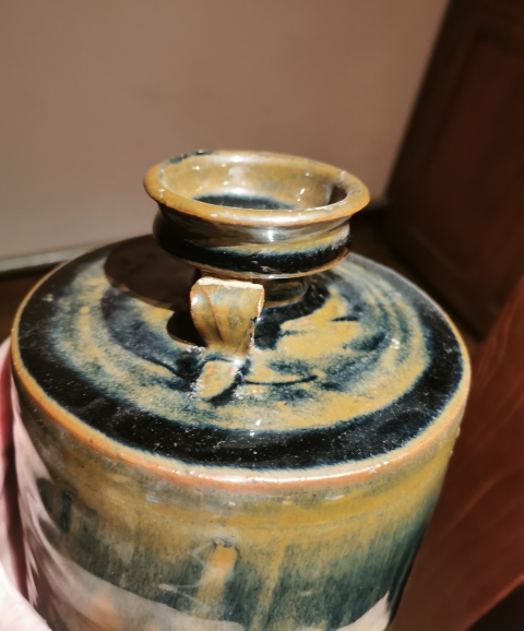 古玩陶瓷清初?窯變釉雙系瓶拍賣，當前價格999元