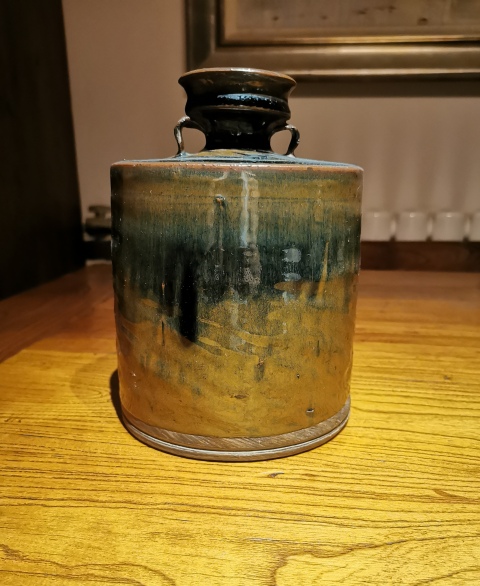古玩陶瓷清初?窯變釉雙系瓶拍賣，當前價格999元