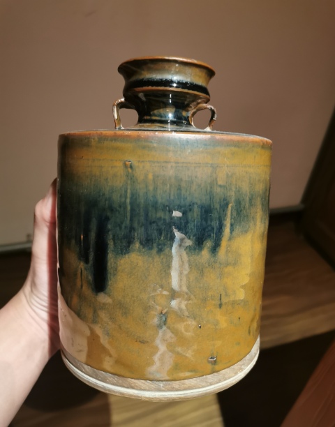 古玩陶瓷清初?窯變釉雙系瓶拍賣，當前價格999元