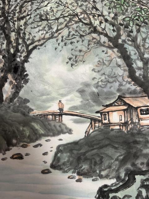 古玩字畫墨深老師寫意山水拍賣,當前價格658元