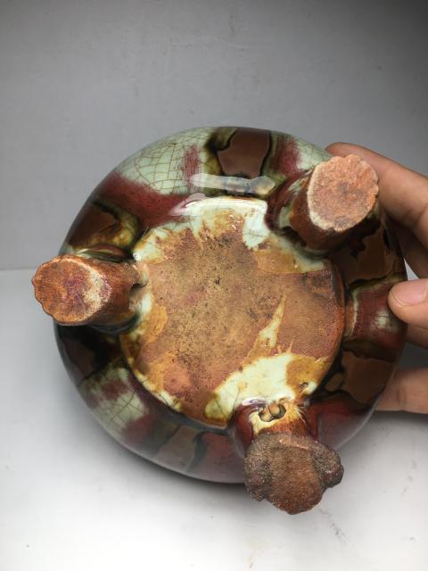 古玩陶瓷窯變釉三陽開泰三獸足香爐拍賣，當前價格8888元