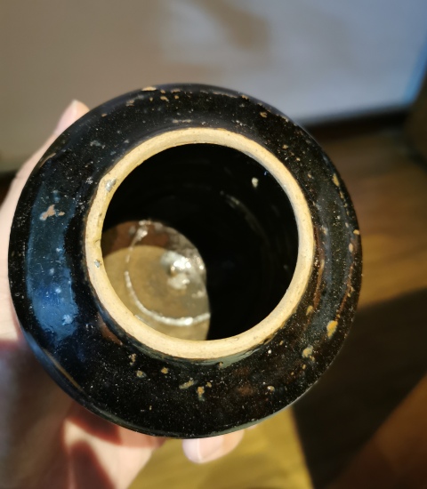 古玩陶瓷明代早期?黑釉帶蓋茶入拍賣,當前價格1350元