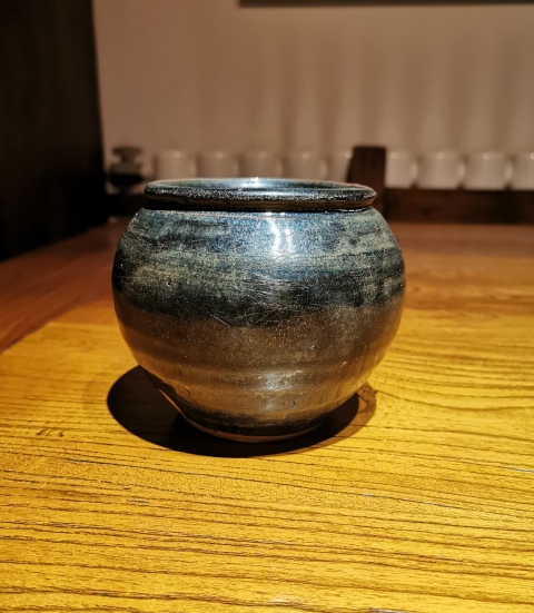 古玩陶瓷元末明初?黑釉窯變茶入拍賣，當(dāng)前價格1500元