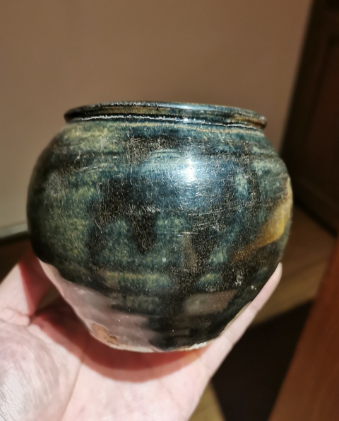 古玩陶瓷元末明初?黑釉窯變茶入拍賣，當(dāng)前價格1500元