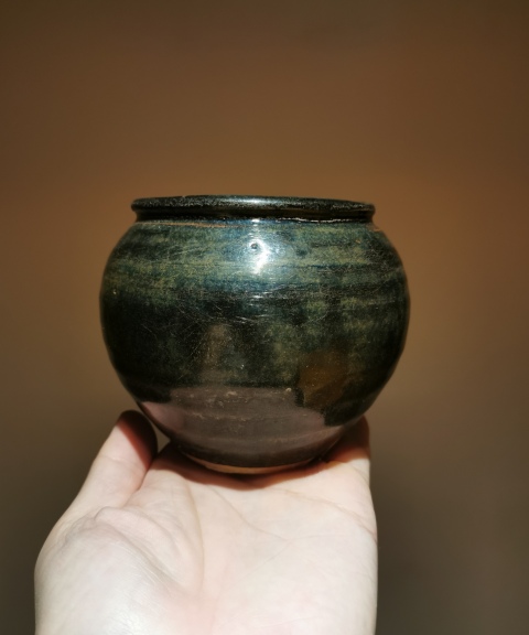 古玩陶瓷元末明初?黑釉窯變茶入拍賣，當(dāng)前價格1500元