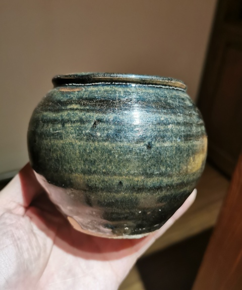 古玩陶瓷元末明初?黑釉窯變茶入拍賣，當(dāng)前價格1500元