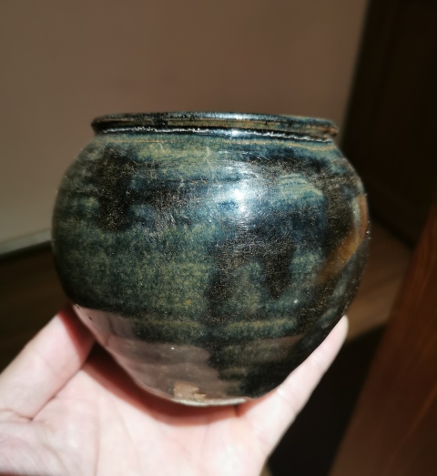 古玩陶瓷元末明初?黑釉窯變茶入拍賣，當(dāng)前價格1500元
