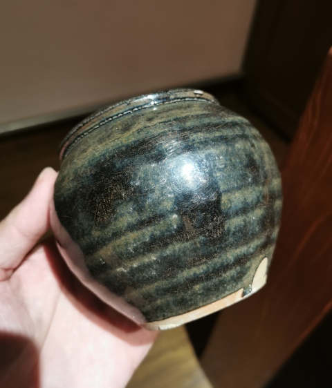 古玩陶瓷元末明初?黑釉窯變茶入拍賣，當(dāng)前價格1500元