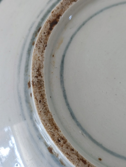 古玩陶瓷清中 .大尺寸如意靈芝紋青花盤(pán)140拍賣(mài),當(dāng)前價(jià)格140元