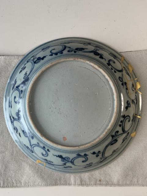 古玩陶瓷明中早期青花鸞鳳和鳴紋折沿盤拍賣，當前價格8765元