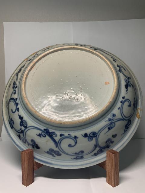古玩陶瓷明中早期青花鸞鳳和鳴紋折沿盤拍賣，當前價格8765元