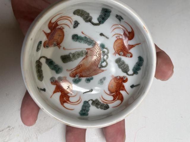 古玩陶瓷紅綠彩魚藻紋洗拍賣,當前價格4800元