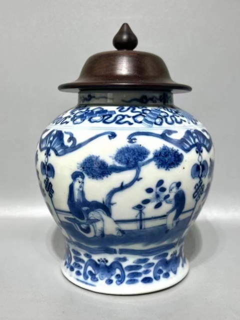 古玩陶瓷人物花鳥紋青花罐拍賣,當前價格4800元