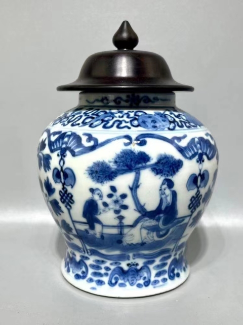 古玩陶瓷人物花鳥紋青花罐拍賣,當前價格4800元