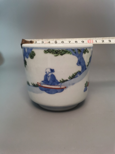 古玩陶瓷晚清民國(guó)青花五彩高士童子爐拍賣,當(dāng)前價(jià)格750元