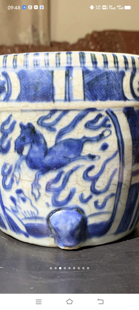 古玩陶瓷馬紋青花香爐拍賣,當(dāng)前價(jià)格7800元