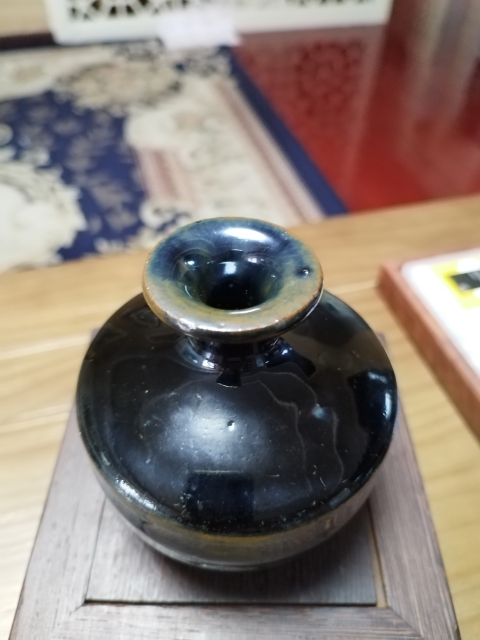 古玩陶瓷磁州窯窯變黑釉撇口瓶拍賣,當前價格1680元